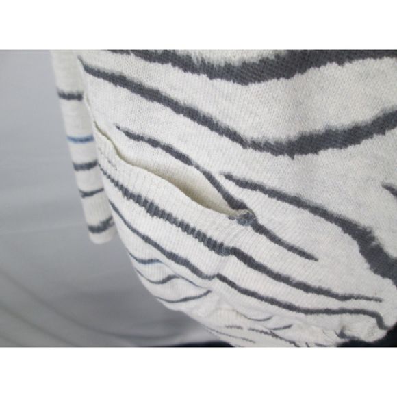 Democracy Jersey Knit Sweater Gray Tiger Tie Sides Pockets Cotton 2X (B9-129) - Picture 4 of 12